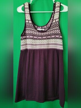 Old Navy Purple Tank Fair Isle Yoke Knit Babydoll Top Vtg Y2k Sz Medium Women